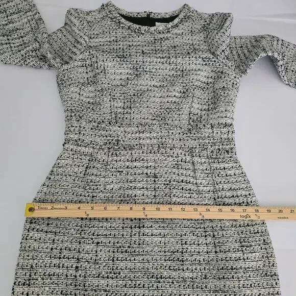 J.Crew Tweed Mini Dress Womens Sz 6 Long Sleeve Crew Neck Office Preppy Academy - Picture 8 of 13